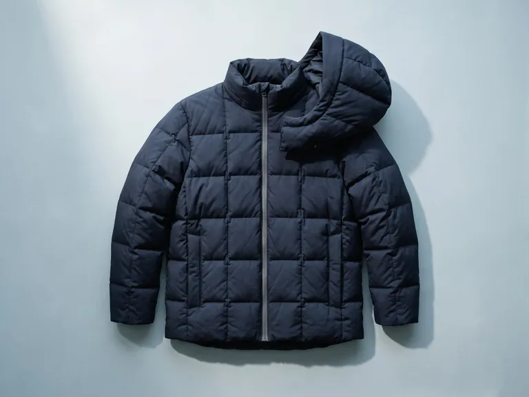 Parka imbottito blu scuro con cappuccio