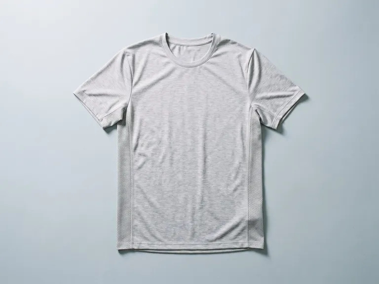 T-shirt tecnica grigio chiaro in tessuto traspirante
