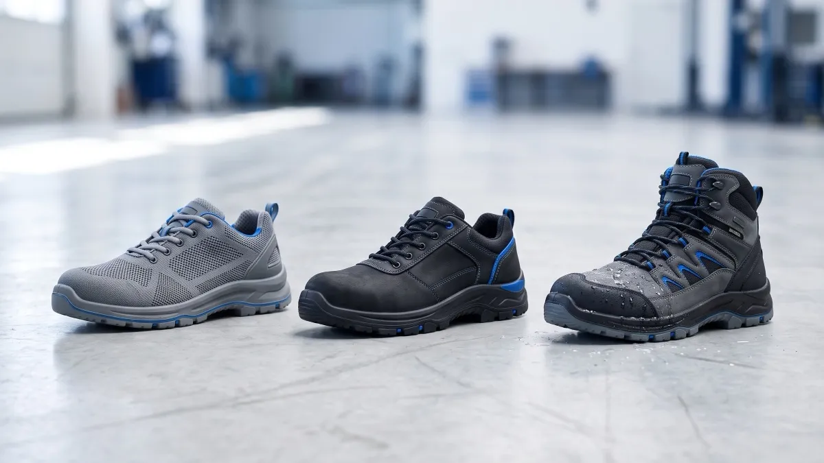 Tre scarpe antinfortunistiche a confronto: bassa leggera, bassa in pelle e scarponcino alto
