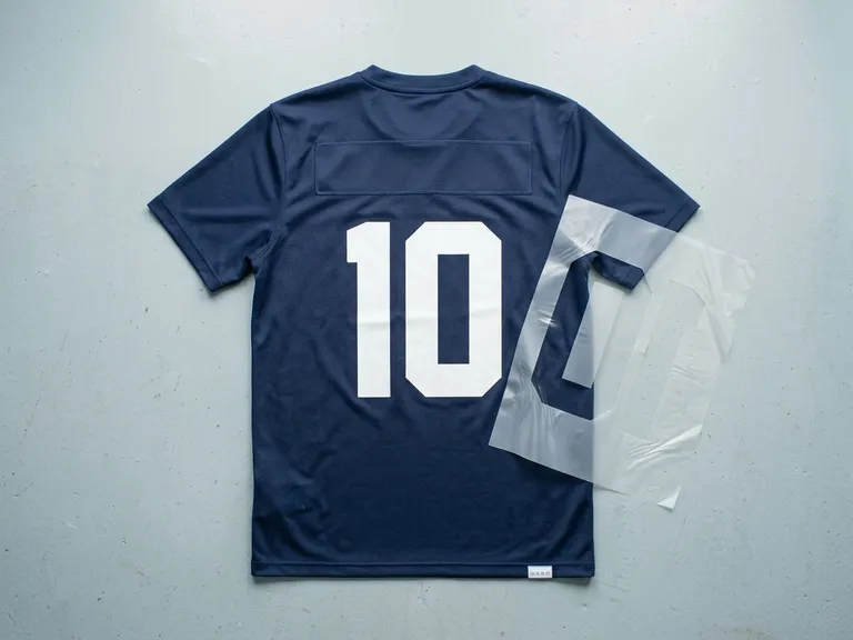 Maglia blu con il numero 10 e il foglio transfer per la stampa