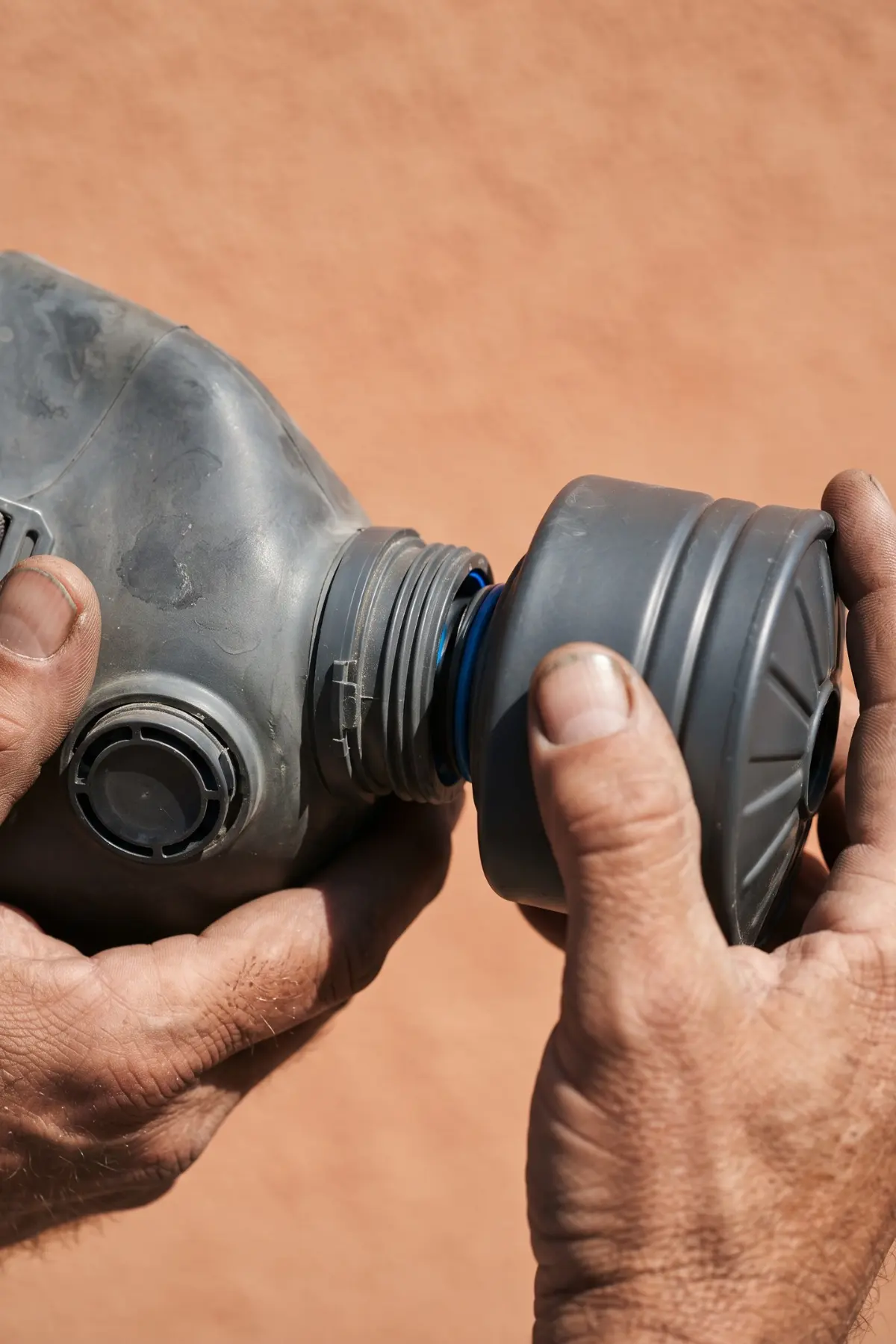Avvitamento del filtro su una semimaschera respiratoria