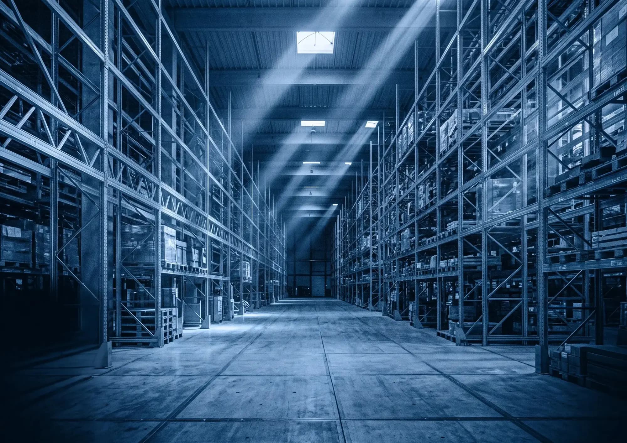 Scaffalature industriali portapallet in un magazzino